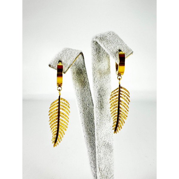 Gold Yaprak Detaylı Küpe